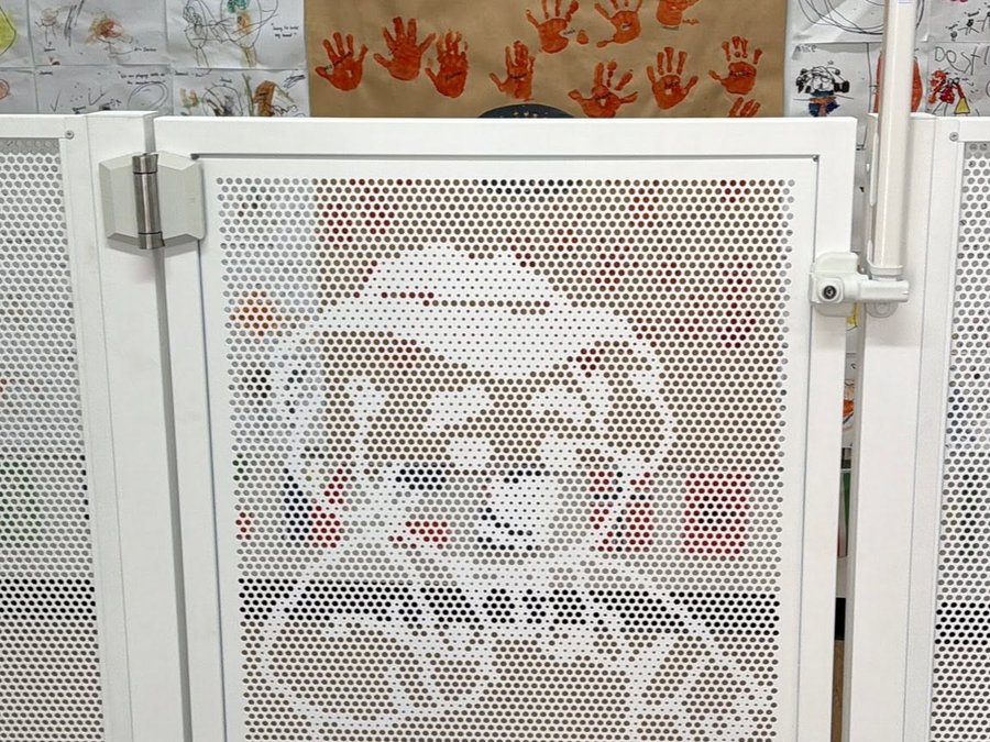 Perf Safe koala-pattern gate at a childcare centre entrance
