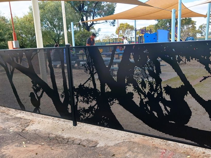 Decorative Australiana gum-leaf perforated Perf Safe fence panel